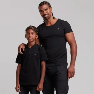 Father Sons Boys Classic Black Polo Shirt - FSB019