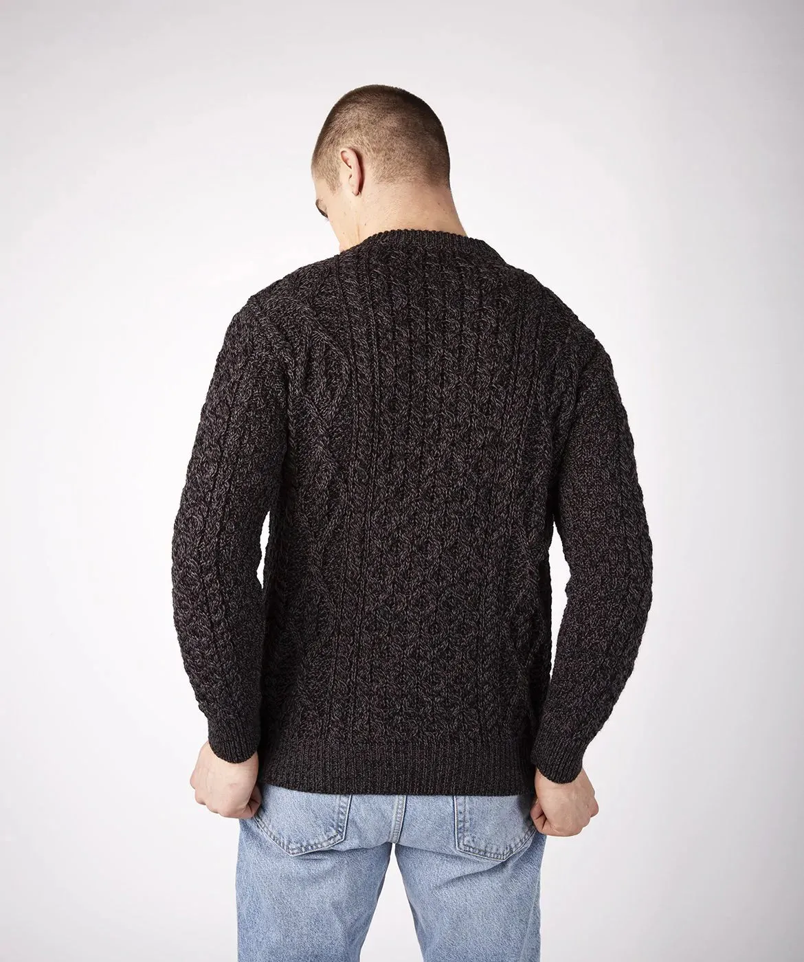 Fearnóg Aran Crew Neck Sweater - Anthracite