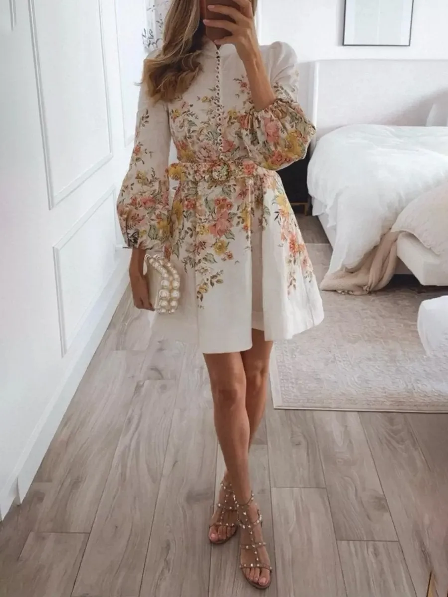 Fenja - Mini-robe imprimée avec patte de boutonnage