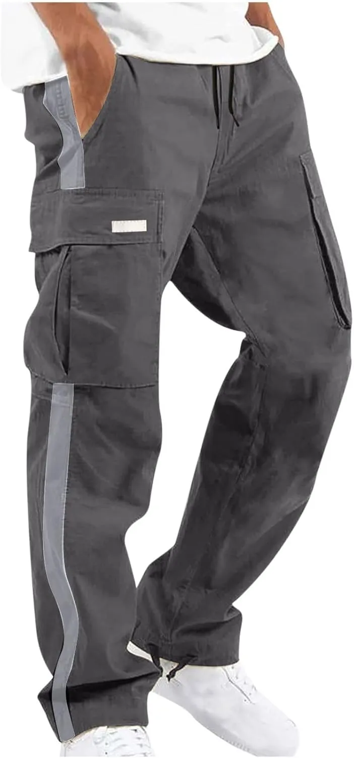 Finelylove Mens Cargo Pants Joggers Casual Athletic Pants Hiking Pants Loose Fit Straight Leg Flex Cargo Sweat Pants