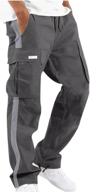 Finelylove Mens Cargo Pants Joggers Casual Athletic Pants Hiking Pants Loose Fit Straight Leg Flex Cargo Sweat Pants
