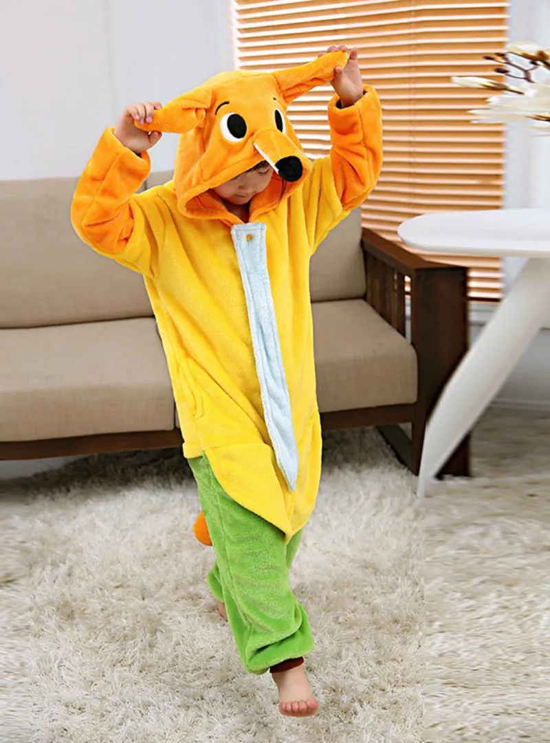 Flannel Children's Onesie Animal Pajamas Yellow Fox