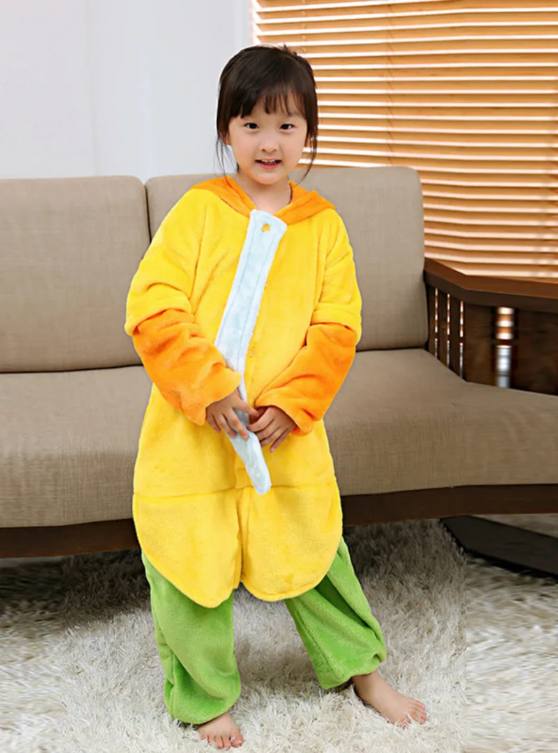 Flannel Children's Onesie Animal Pajamas Yellow Fox