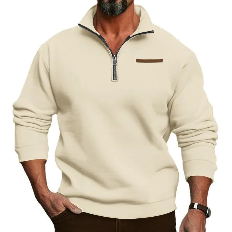 Fleece-Lined Standing Collar Sweater