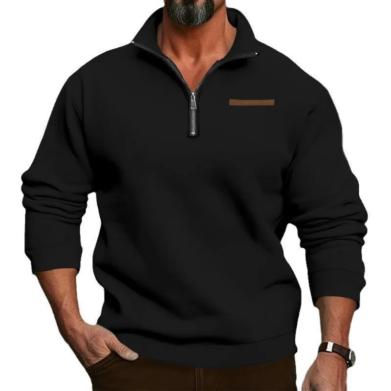 Fleece-Lined Standing Collar Sweater