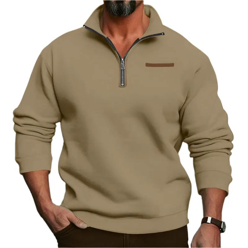 Fleece-Lined Standing Collar Sweater