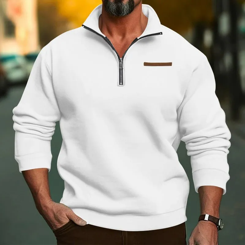 Fleece-Lined Standing Collar Sweater
