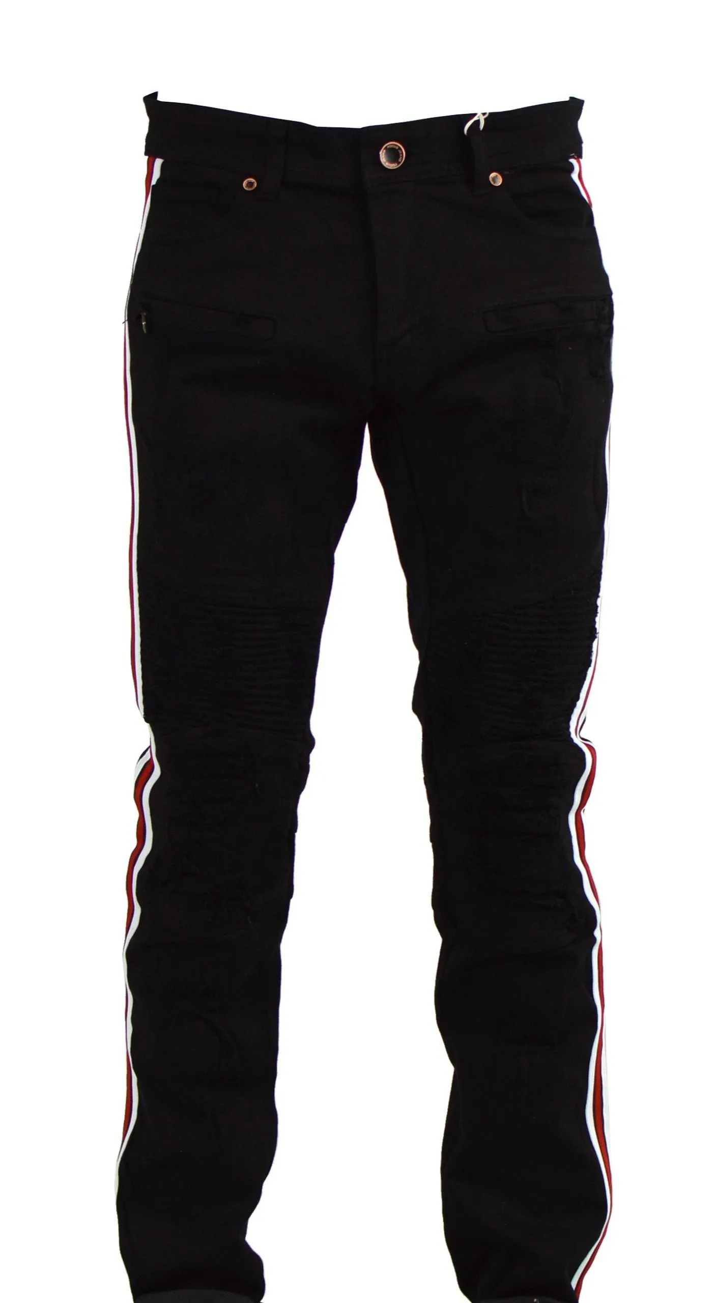 Focus Jean-Black/White/Red Motto Jeans-Black
