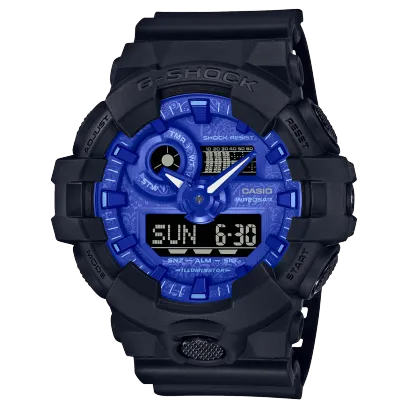 G-Shock Men's Watch Analog & Digital, Blue Dial Black Resin Band, GA-700BP-1AD