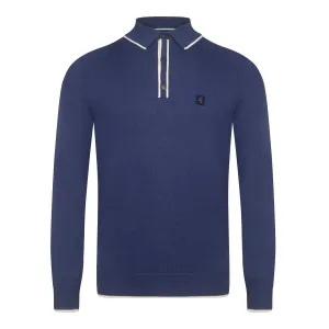 Gabicci Vintage Lineker Knit Polo Blue
