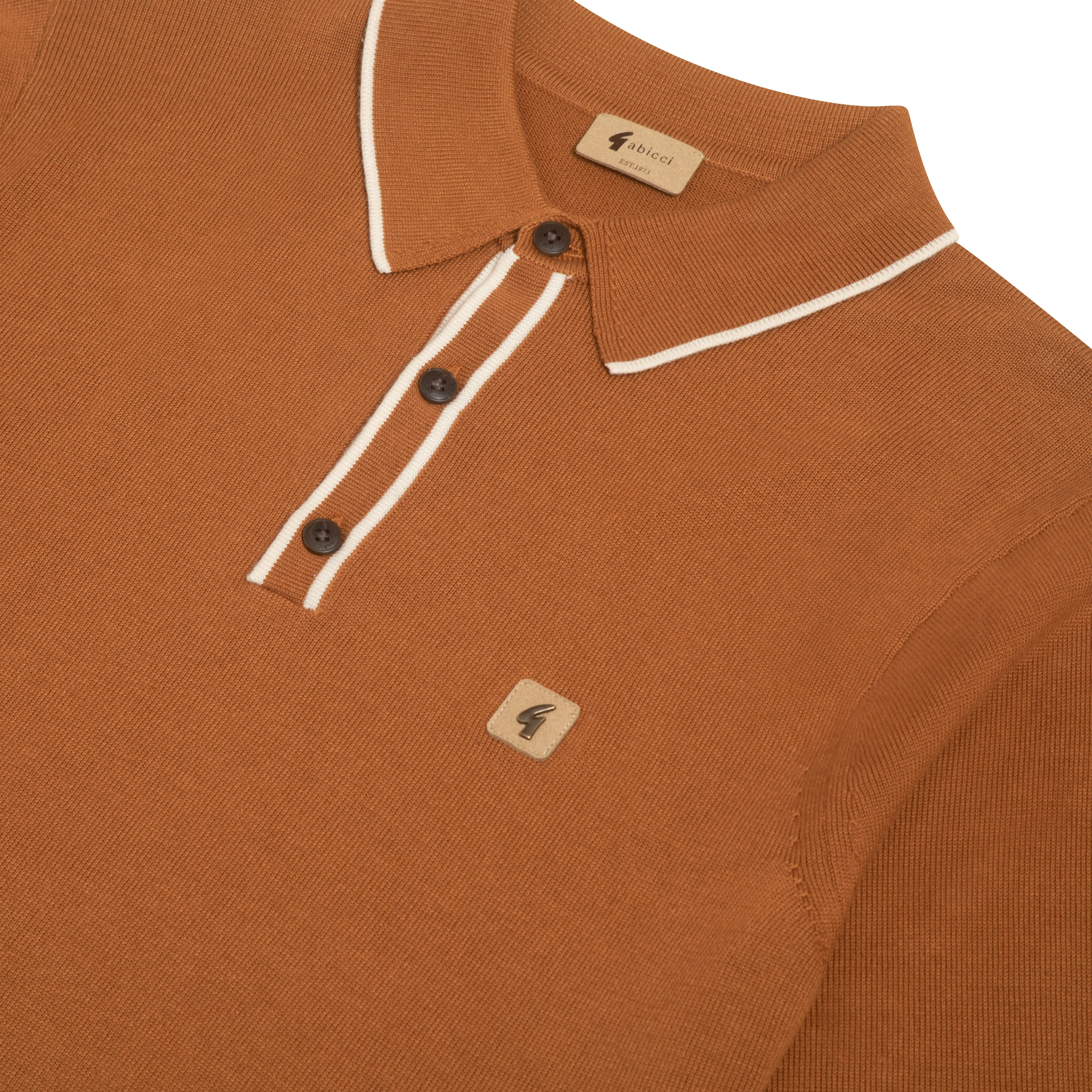 Gabicci Vintage Lineker Knit Polo Brown