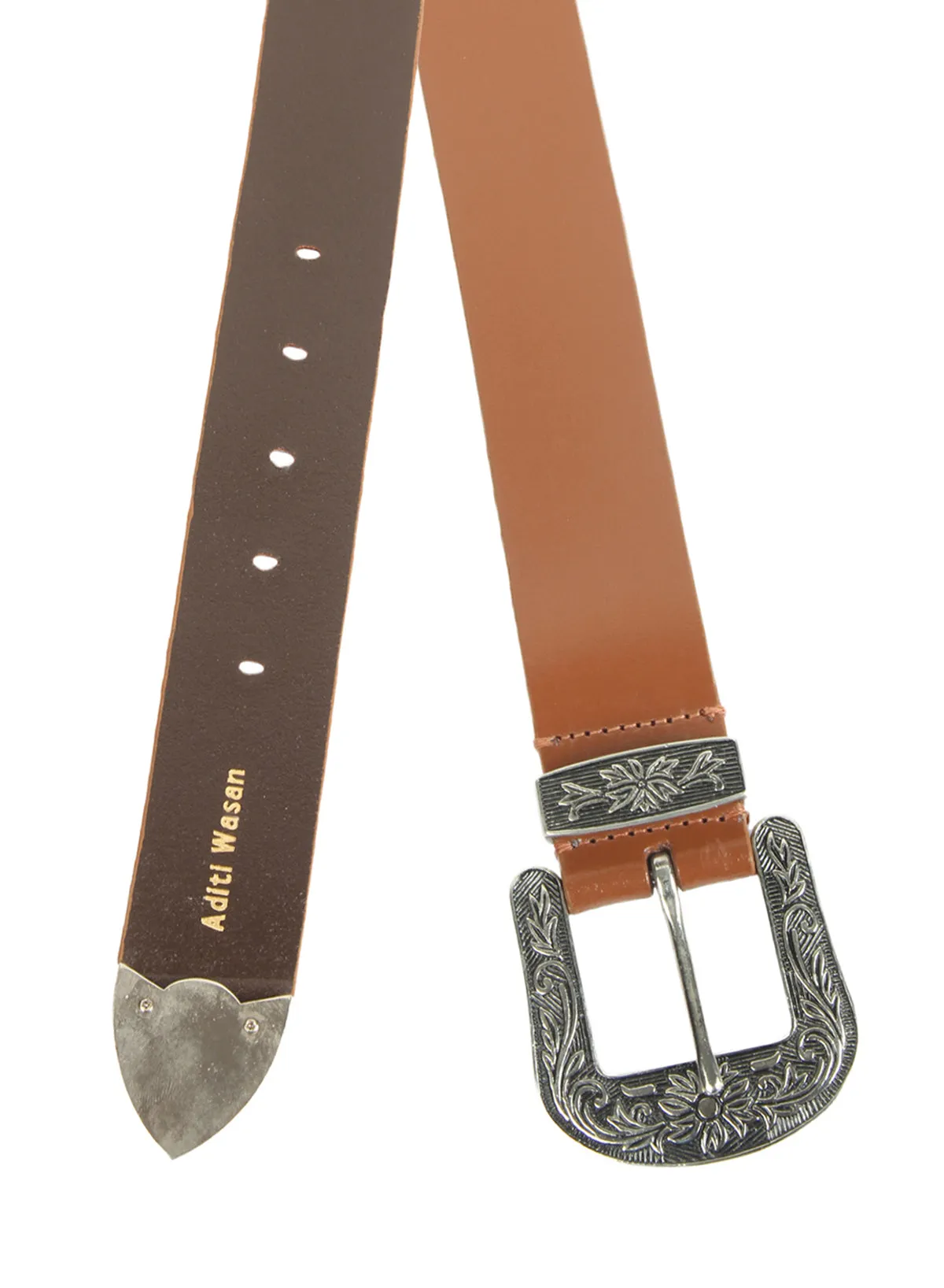 Genuine Leather Men Tan Cowboy Belt