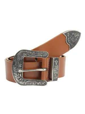 Genuine Leather Men Tan Cowboy Belt