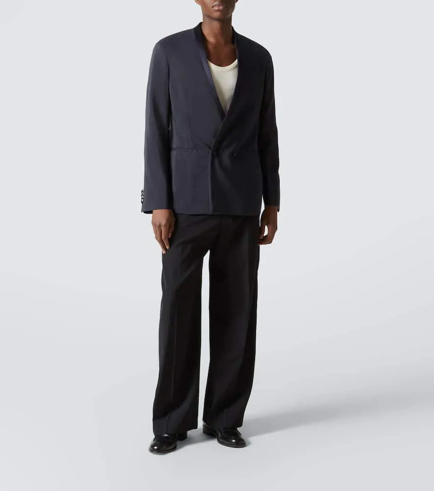 Giorgio Armani Double-breasted silk-blend blazer