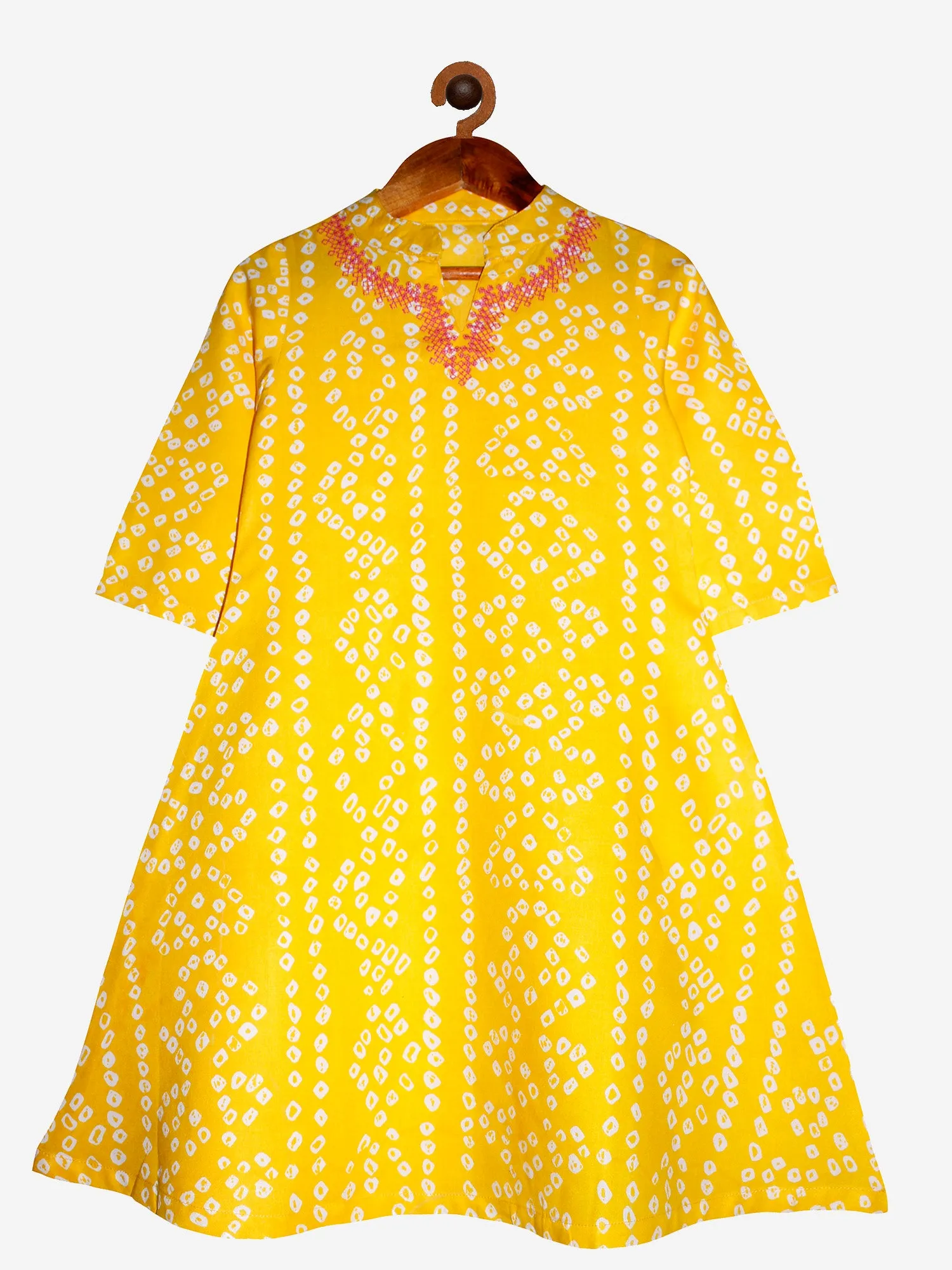 Girls 3/4 Sleeves Rayon Tie and dye Kurta