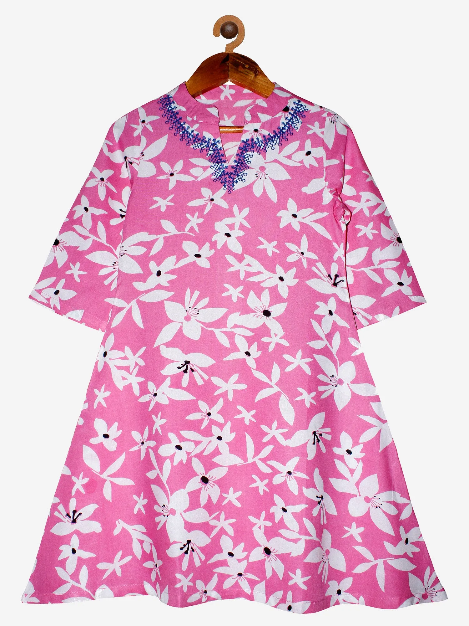 Girls 3/4 Sleeves Rayon Tie and dye Kurta