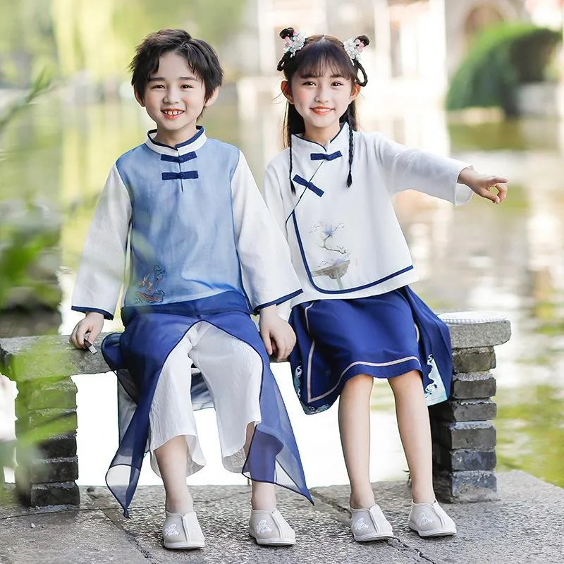 Girls Chinese Suit Two-Piece Traditional Outfit