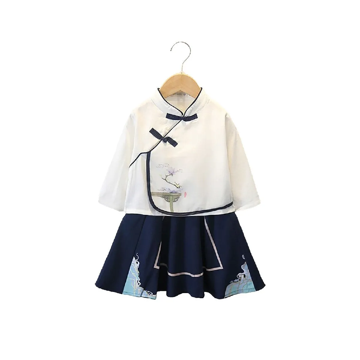Girls Chinese Suit Two-Piece Traditional Outfit
