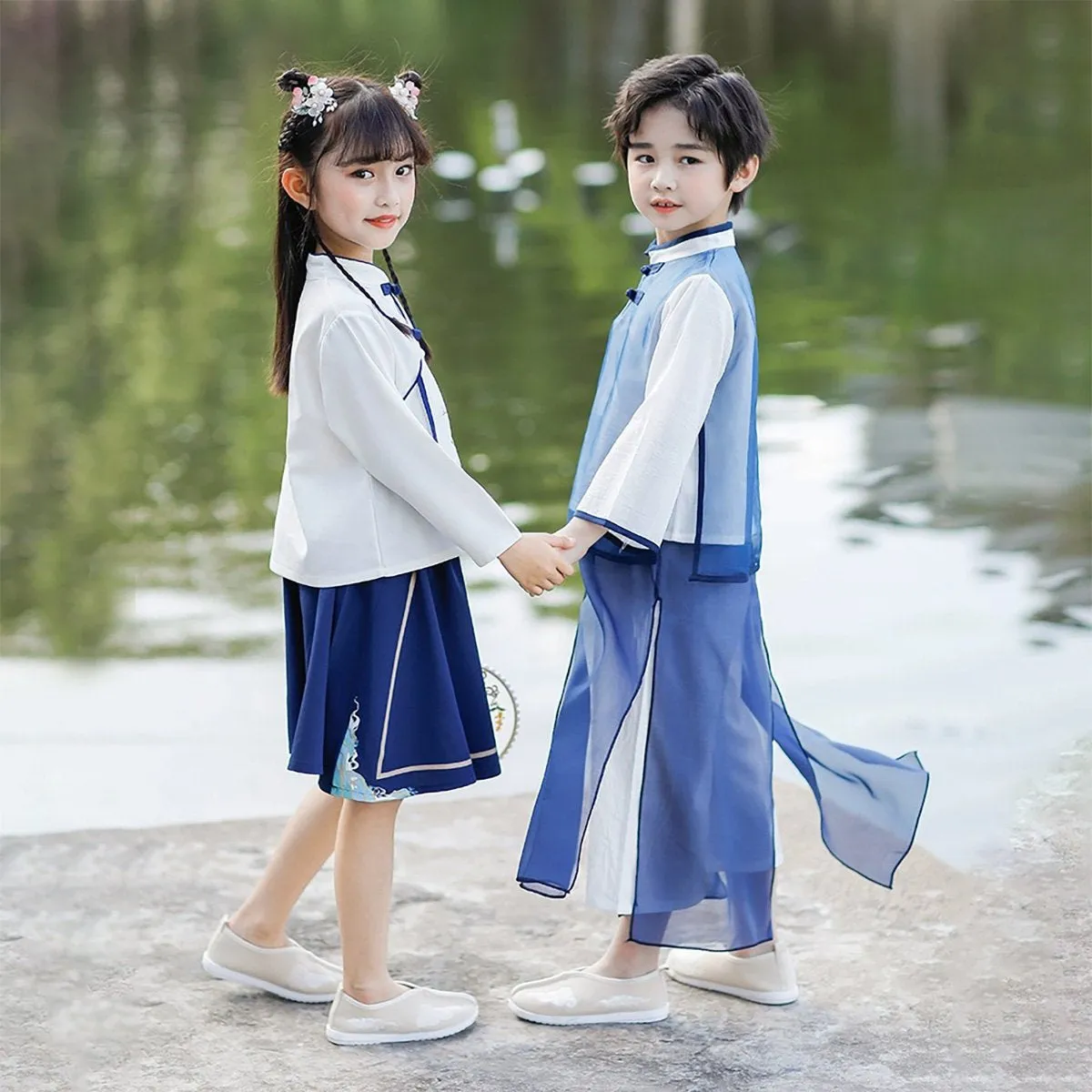 Girls Chinese Suit Two-Piece Traditional Outfit