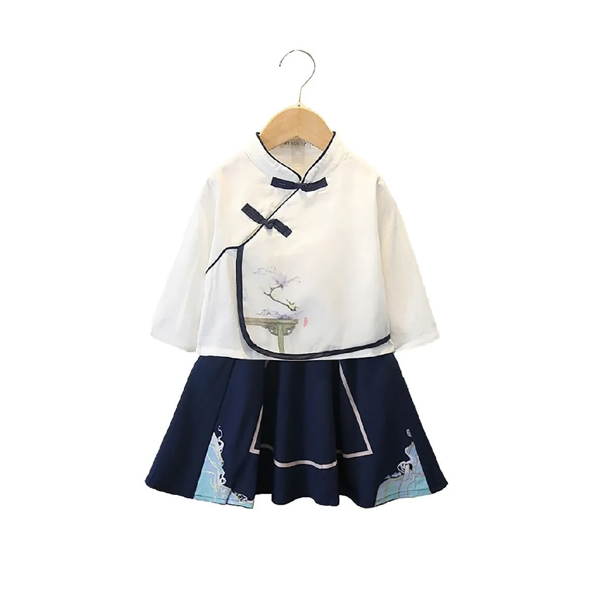 Girls Chinese Suit Two-Piece Traditional Outfit