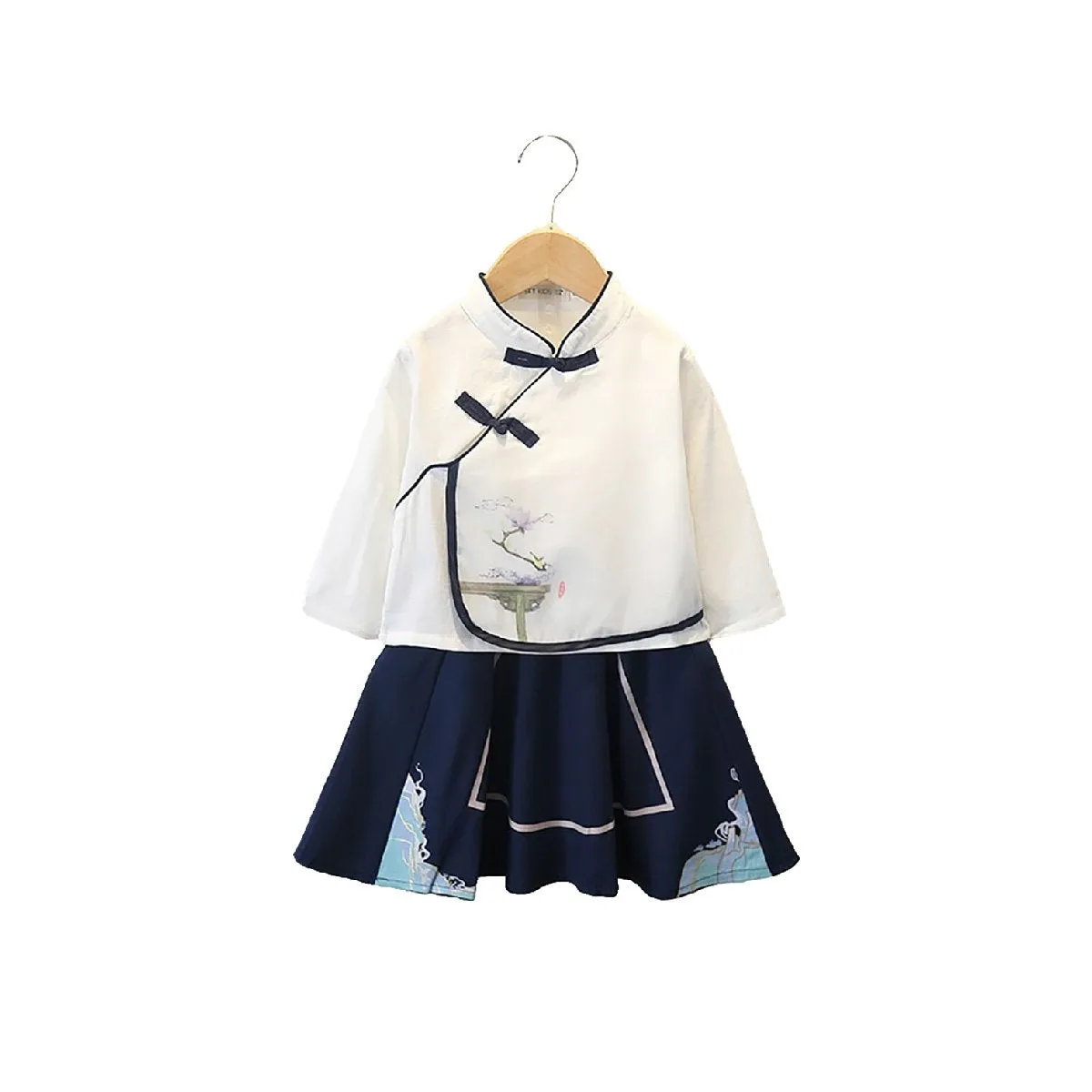 Girls Chinese Suit Two-Piece Traditional Outfit