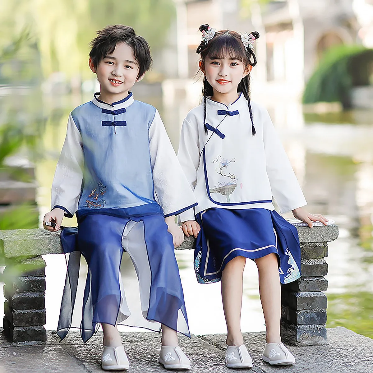 Girls Chinese Suit Two-Piece Traditional Outfit