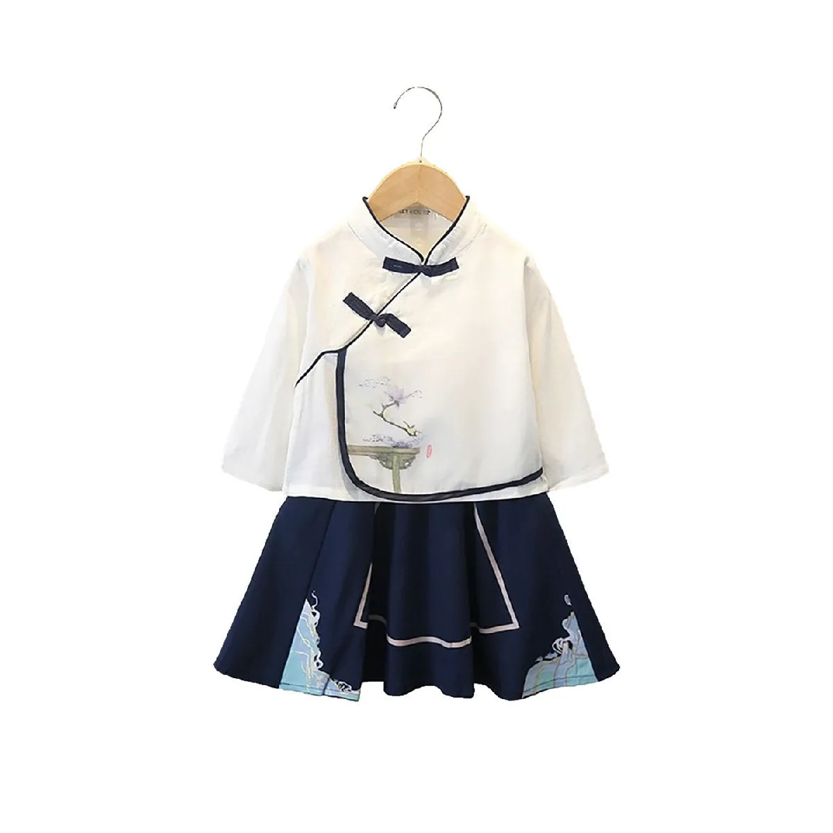Girls Chinese Suit Two-Piece Traditional Outfit