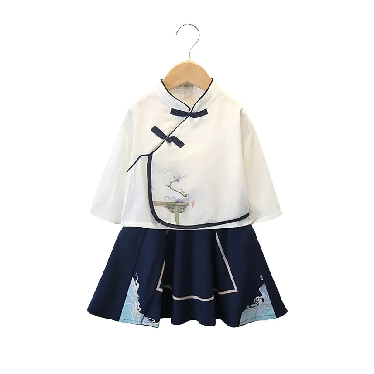 Girls Chinese Suit Two-Piece Traditional Outfit