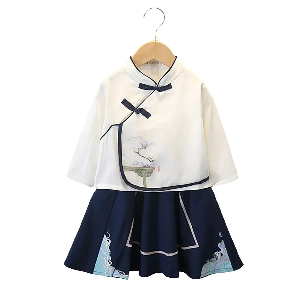 Girls Chinese Suit Two-Piece Traditional Outfit