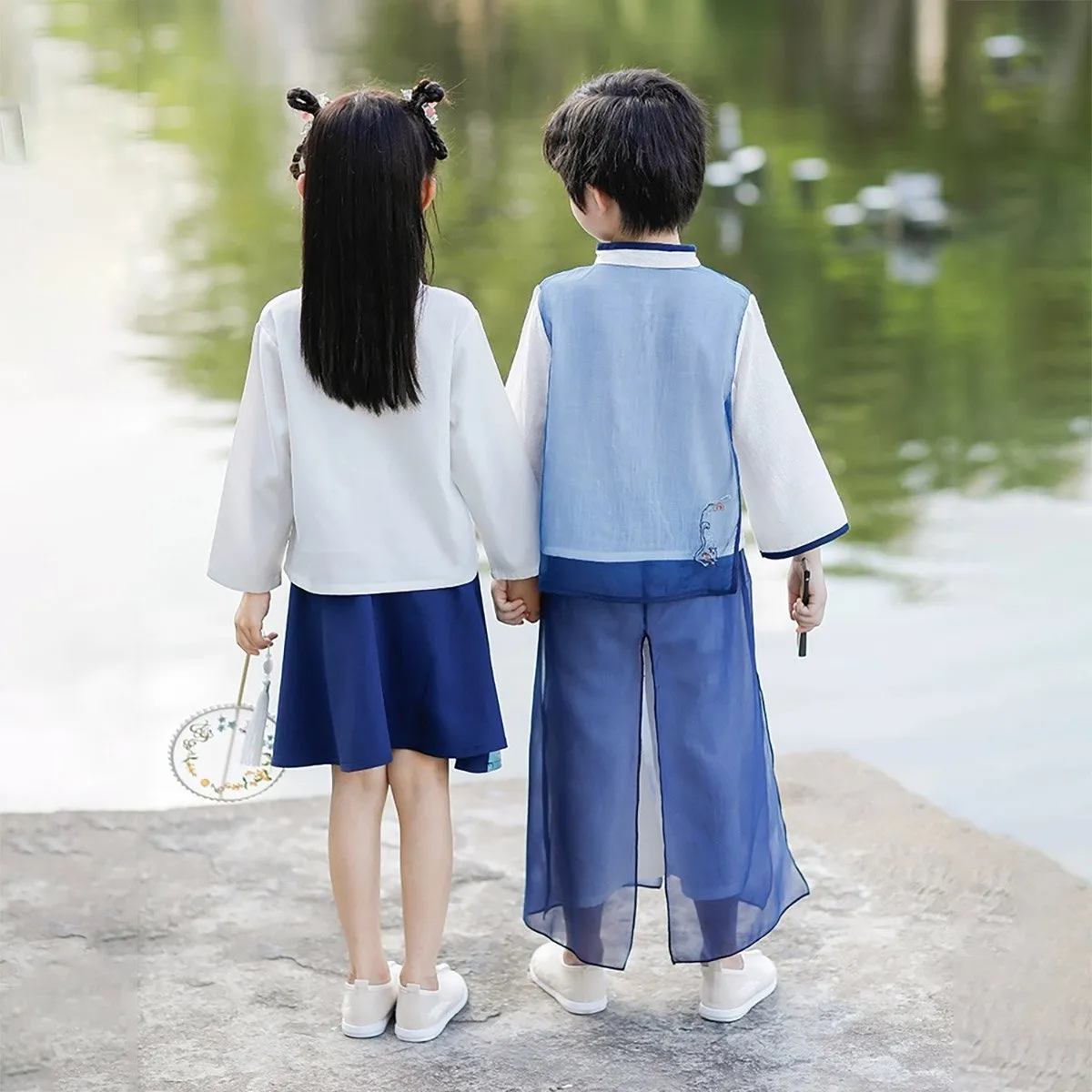 Girls Chinese Suit Two-Piece Traditional Outfit