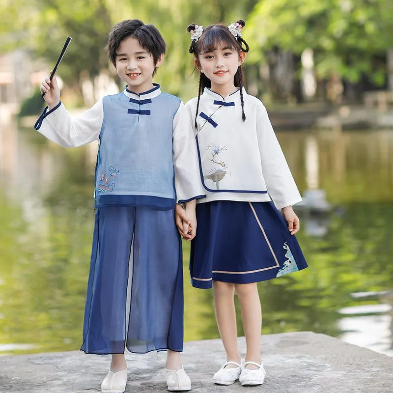 Girls Chinese Suit Two-Piece Traditional Outfit