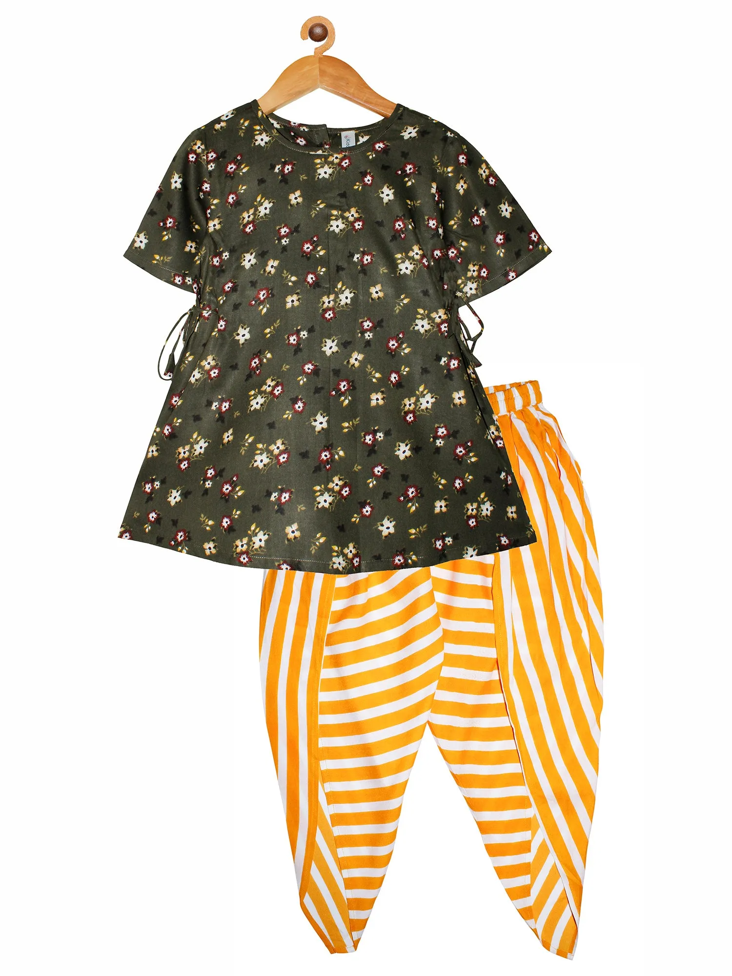 Girls Cotton Kurta with Dhoti - Set