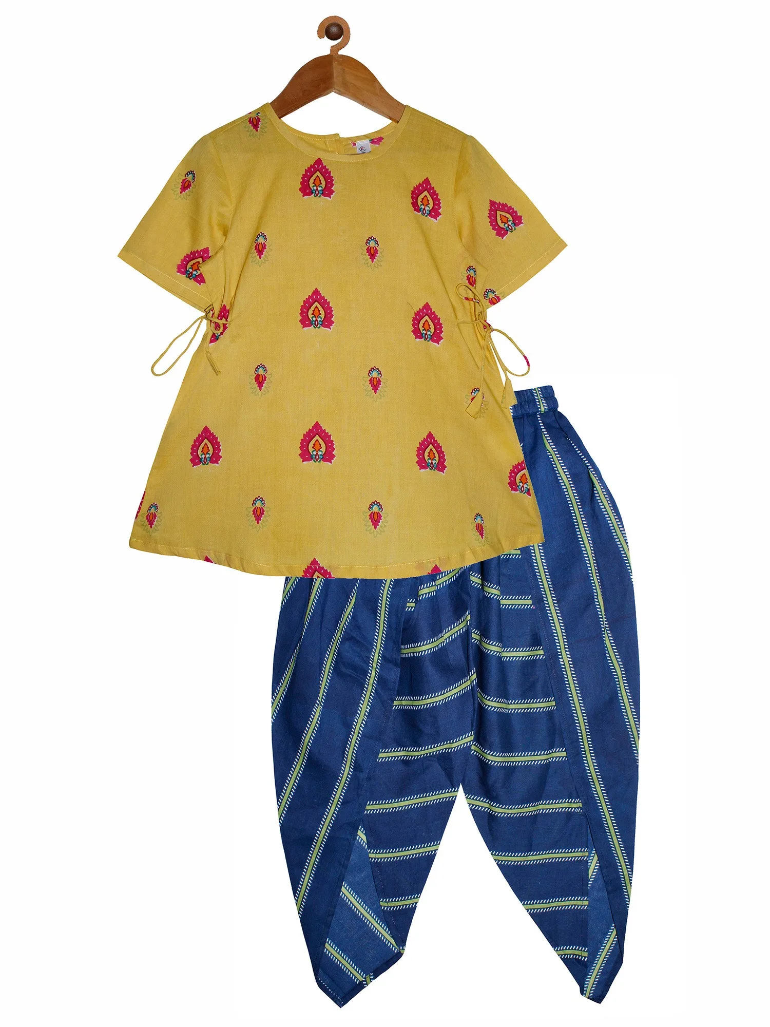 Girls Cotton Kurta with Dhoti - Set