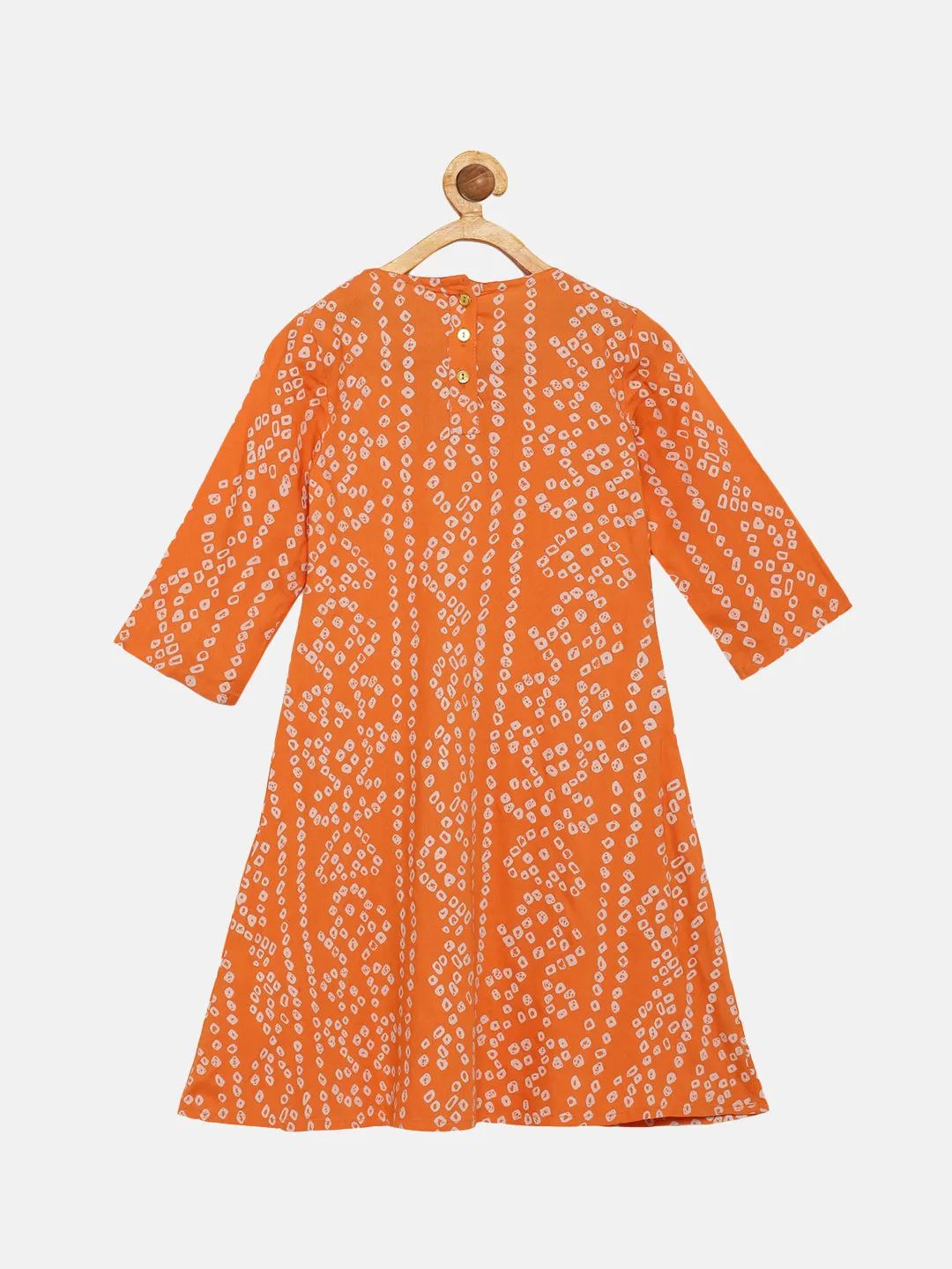 Girls Yoke Embroidery Bandhani Kurta