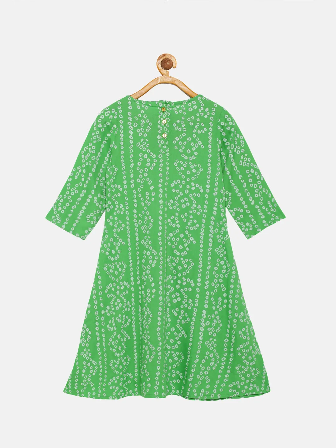 Girls Yoke Embroidery Bandhani Kurta