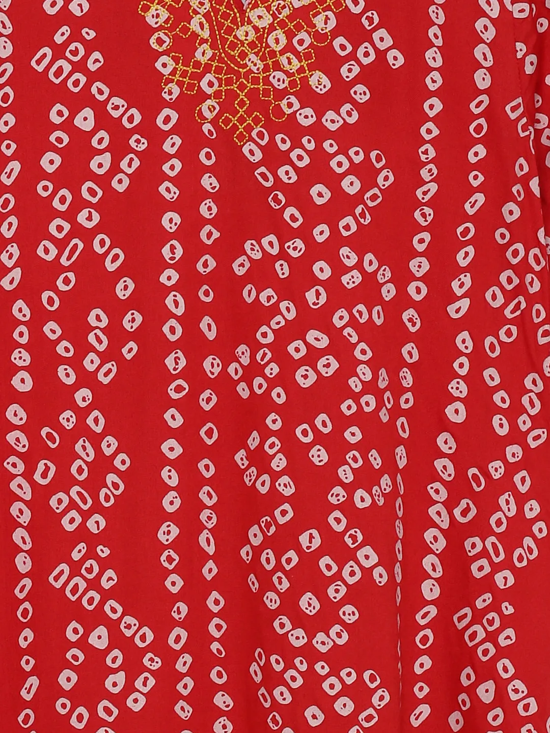 Girls Yoke Embroidery Bandhani Kurta