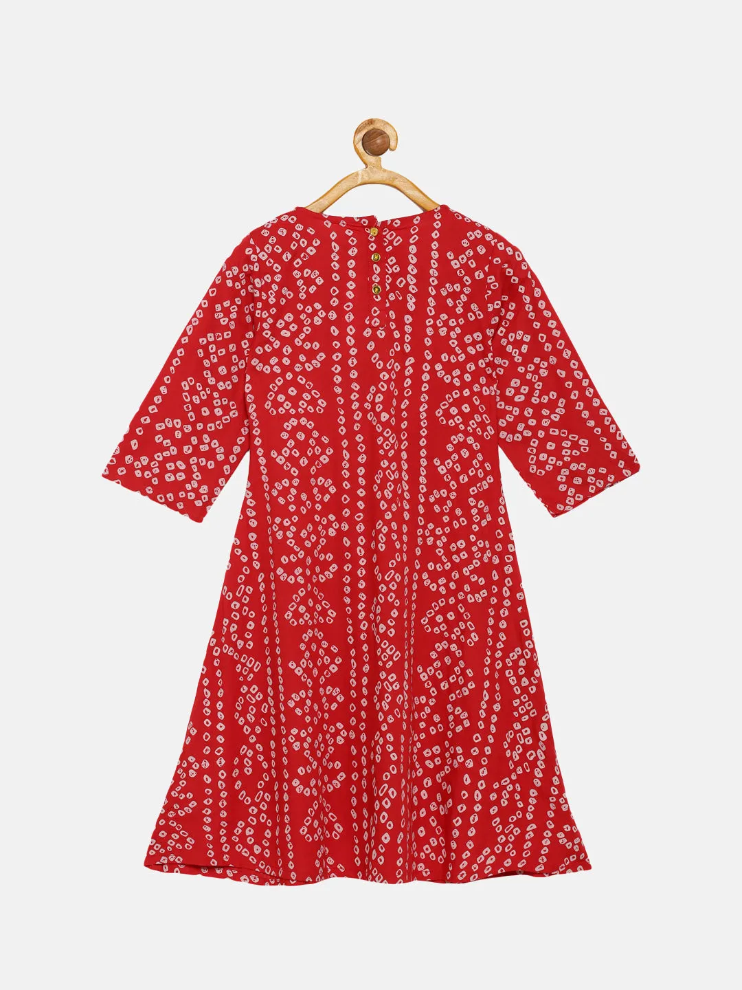 Girls Yoke Embroidery Bandhani Kurta