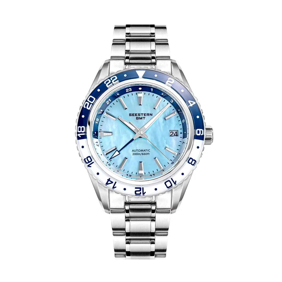 GMT Diver Men Watch Grand NH34 Movement Panda Automatic Mechanical 200M Waterproof Luxury Wristwatches Ceramic New S456