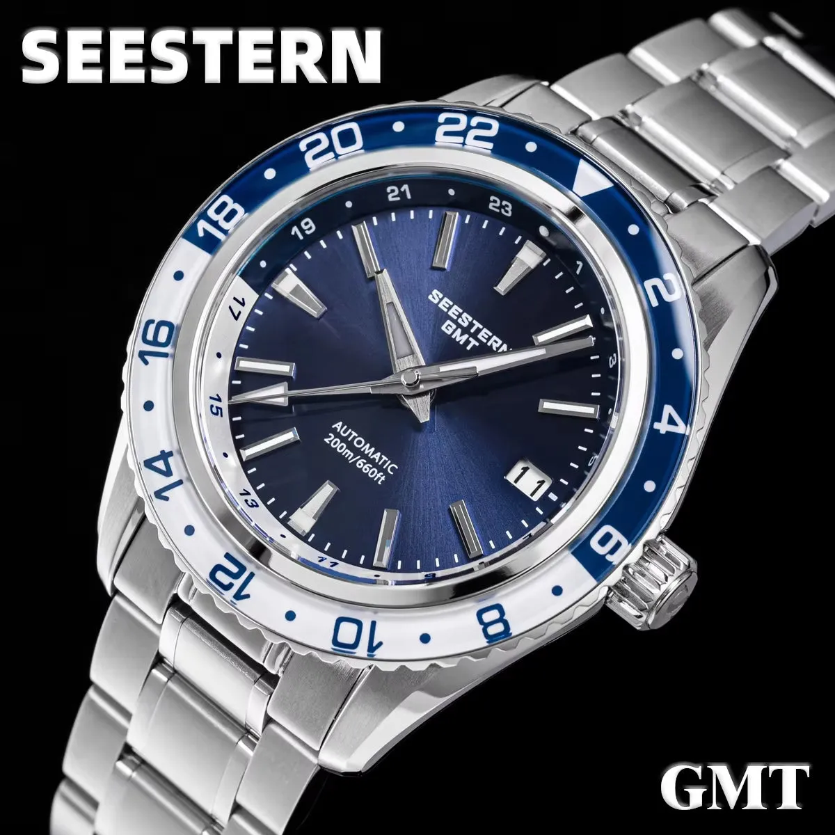 GMT Diver Men Watch Grand NH34 Movement Panda Automatic Mechanical 200M Waterproof Luxury Wristwatches Ceramic New S456