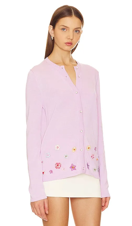 GOGO Sweaters Flower Cardigan in Lavender