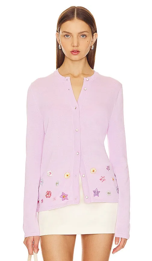 GOGO Sweaters Flower Cardigan in Lavender