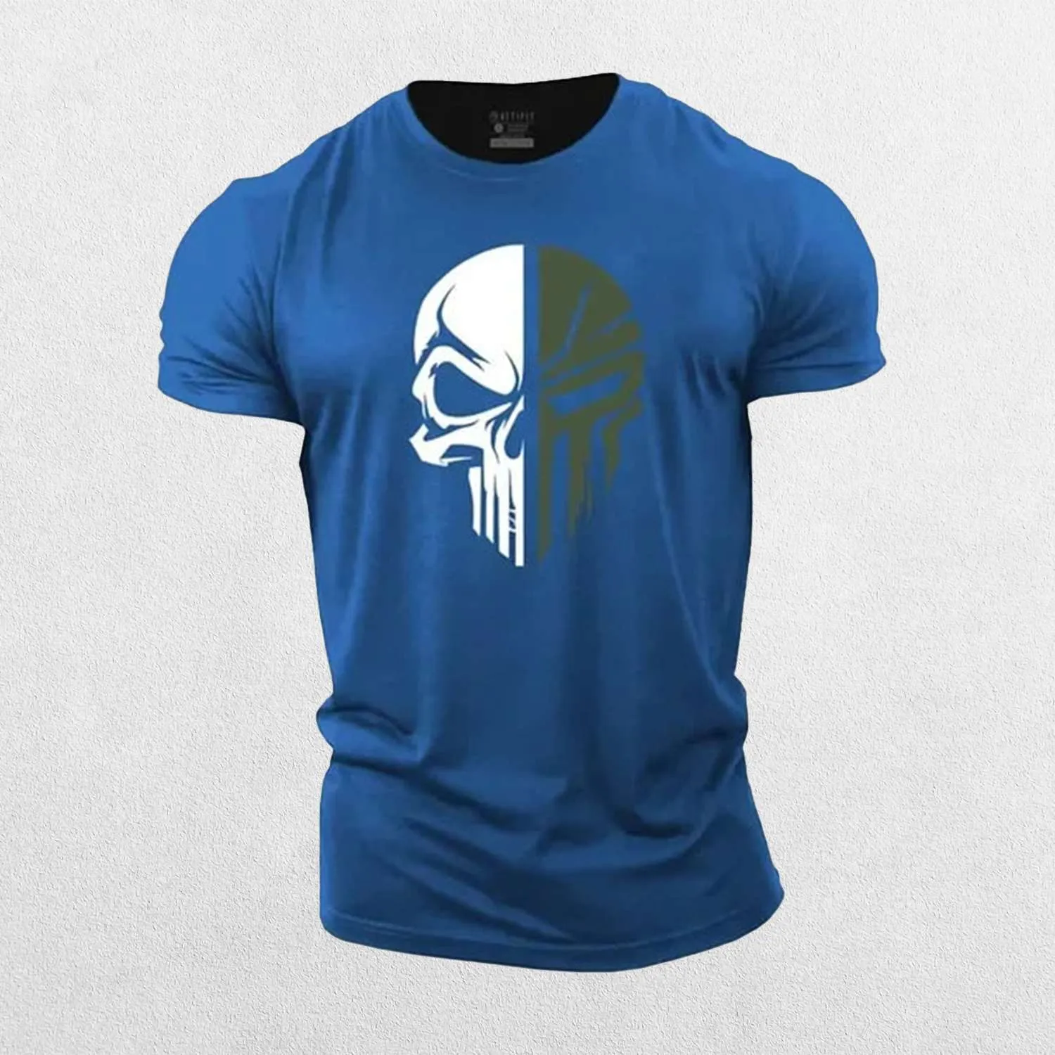 GPW Mens Short Sleeve 2D Skull Cotton T-Shirt For Gym And Casual Style