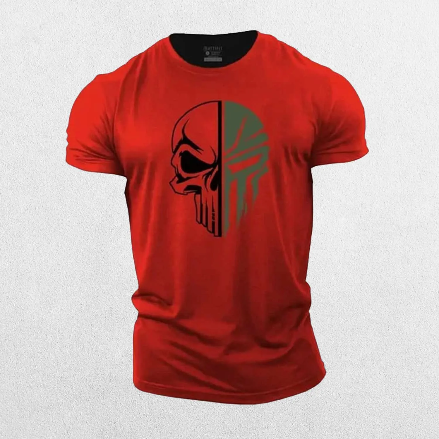 GPW Mens Short Sleeve 2D Skull Cotton T-Shirt For Gym And Casual Style