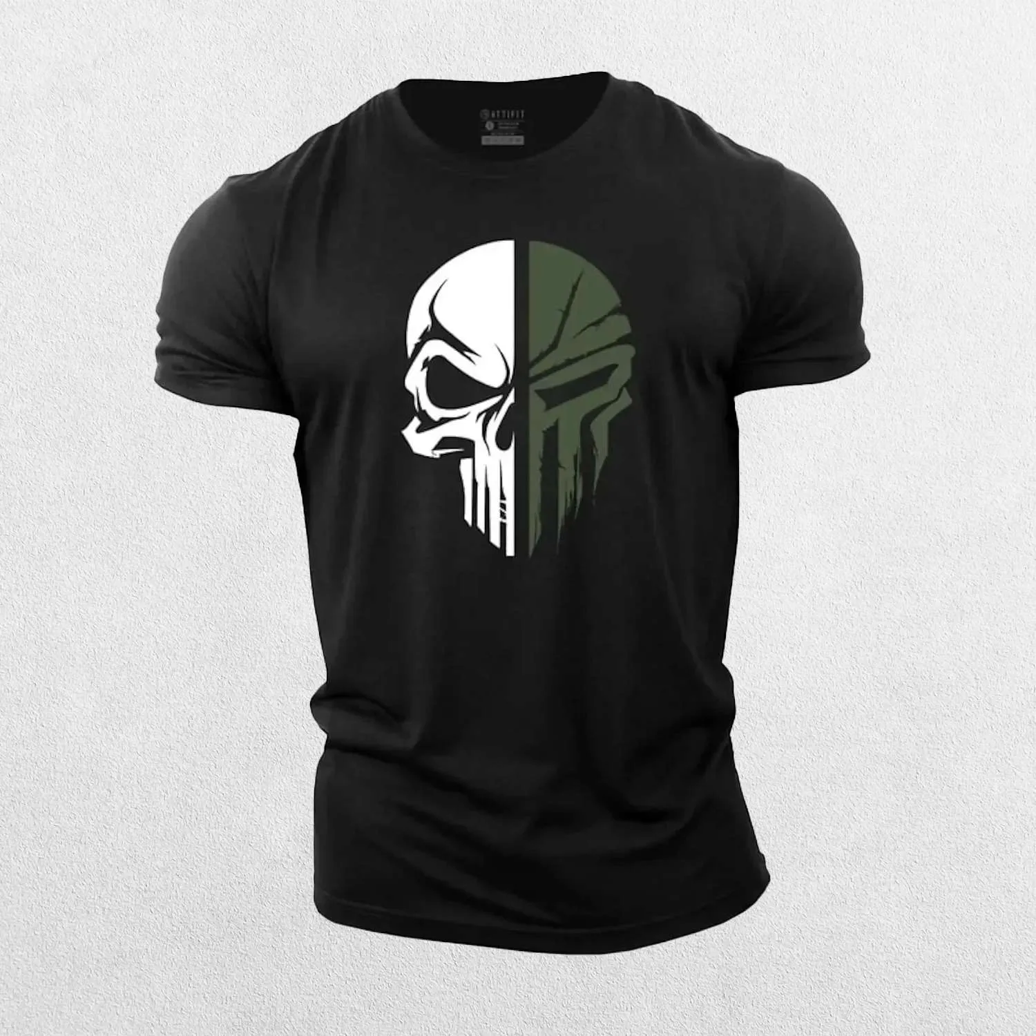 GPW Mens Short Sleeve 2D Skull Cotton T-Shirt For Gym And Casual Style