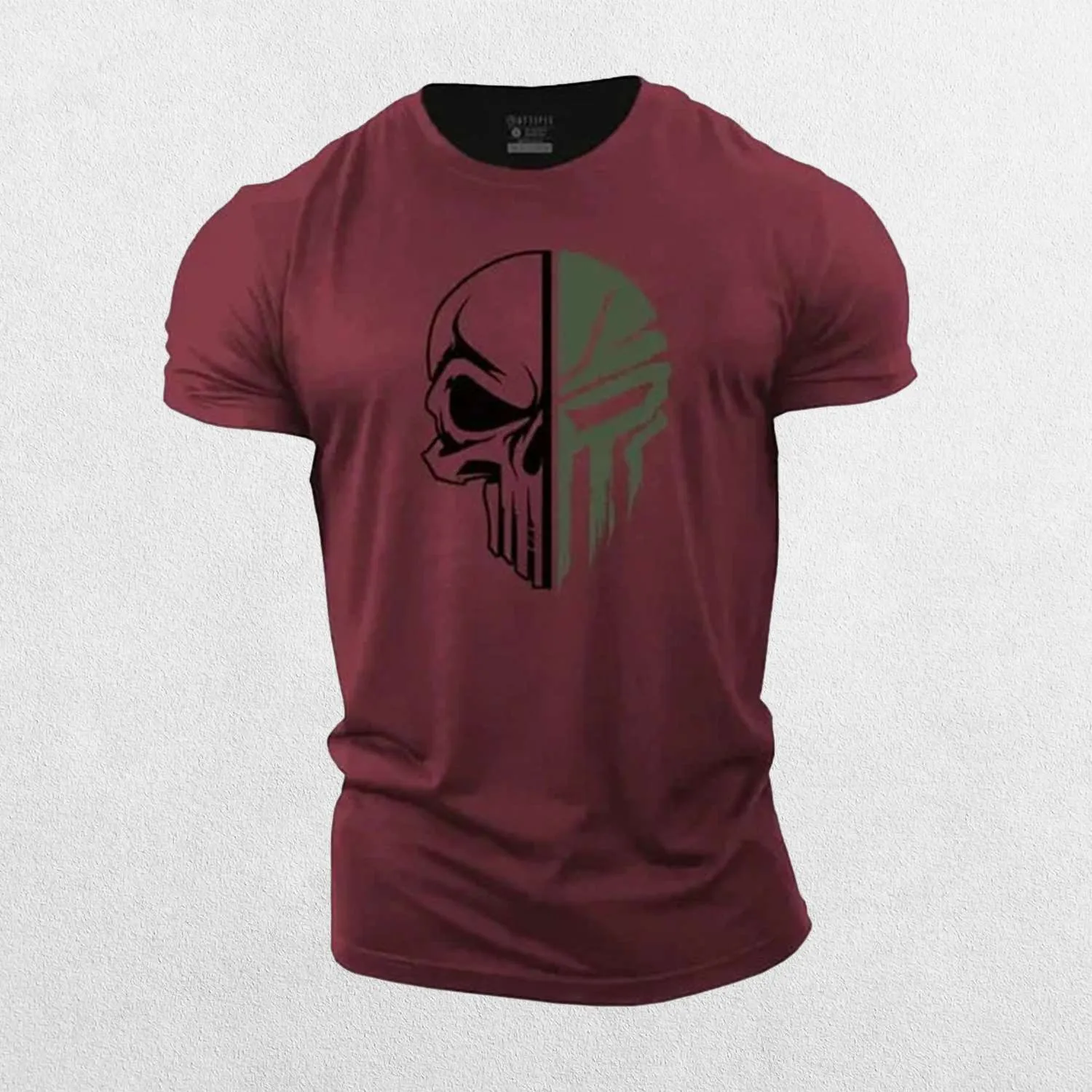 GPW Mens Short Sleeve 2D Skull Cotton T-Shirt For Gym And Casual Style