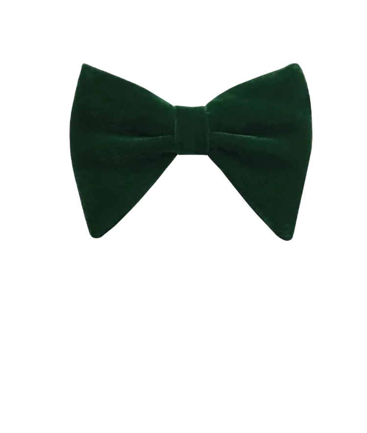 Green men's velvet bowtie and pocket square
