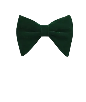 Green men's velvet bowtie and pocket square