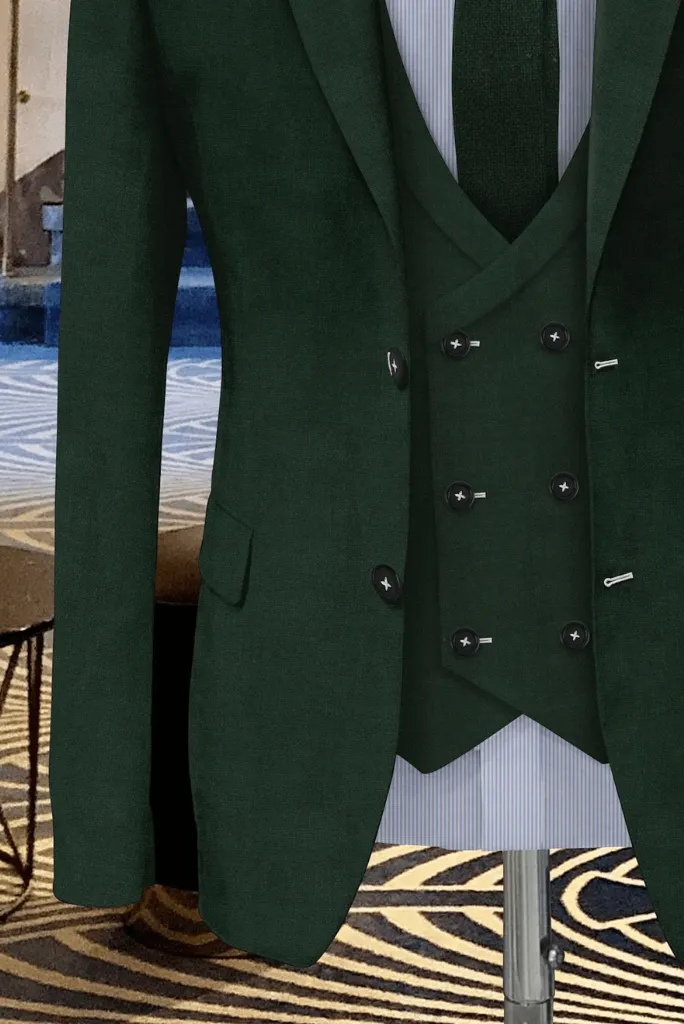 Green Wedding Three Piece Suits For Men Wedding Groom Suit Elegant Green Suit