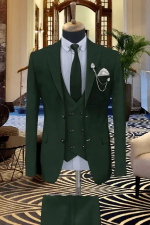 Green Wedding Three Piece Suits For Men Wedding Groom Suit Elegant Green Suit