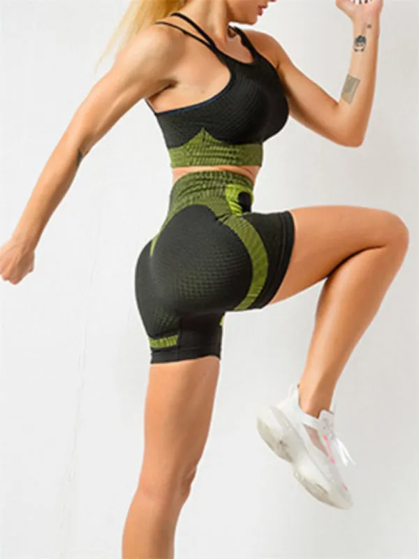 Greta Women's Quick-Drying Tight Seamless Backless Camisole   Shorts Yoga Suit